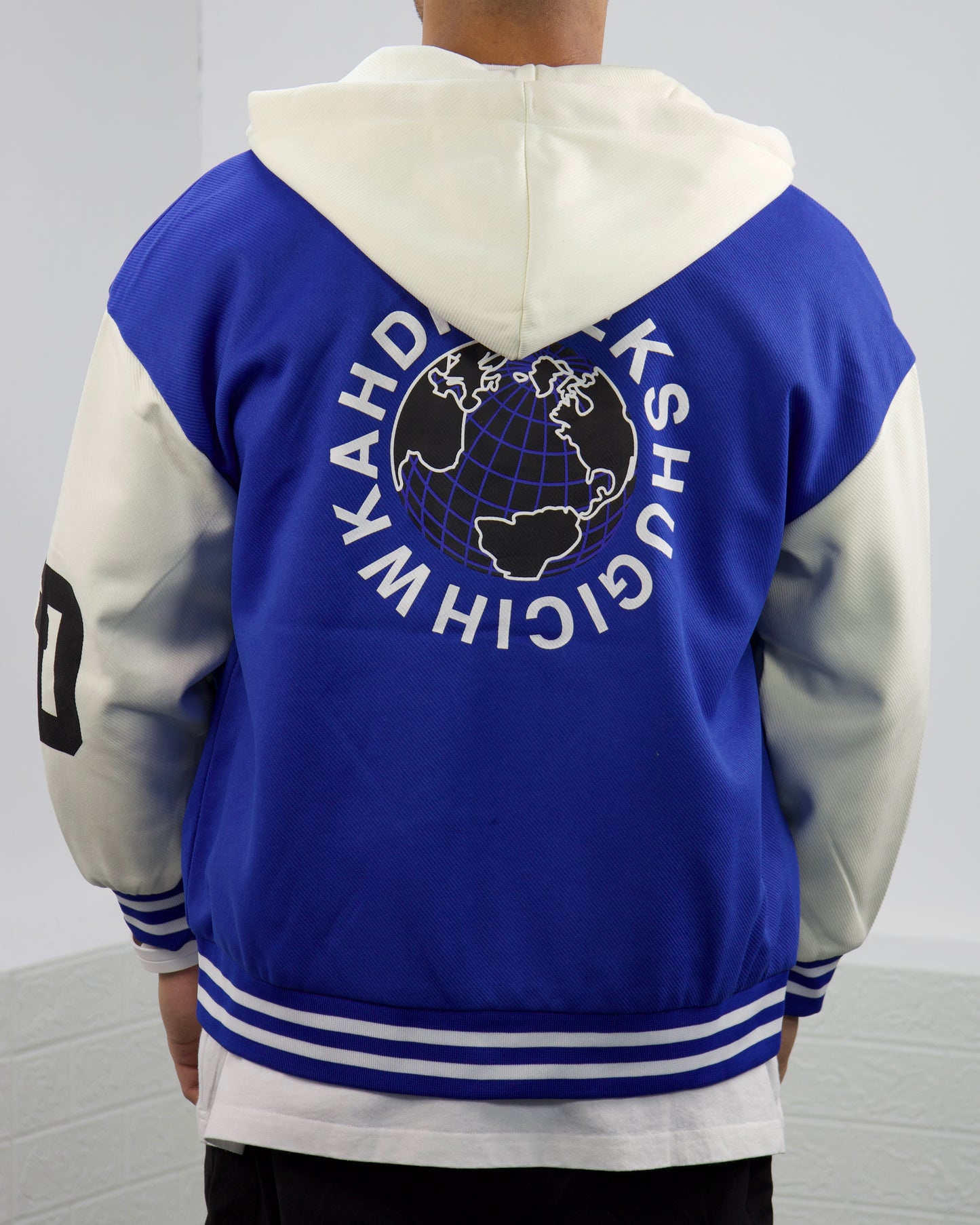 Men's Vintage Style Solid Baseball Jacket (BLUE)