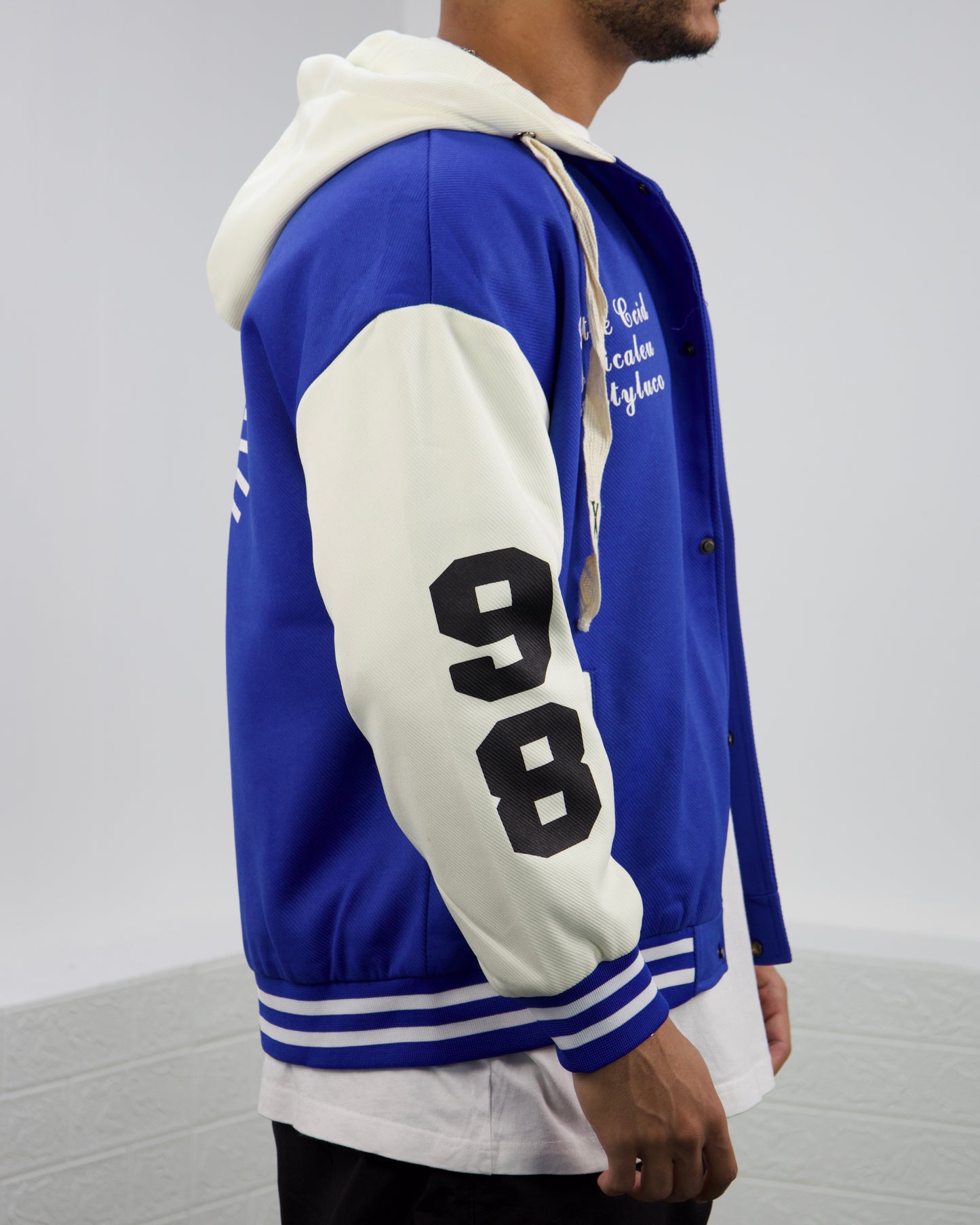 Men's Vintage Style Solid Baseball Jacket (BLUE)