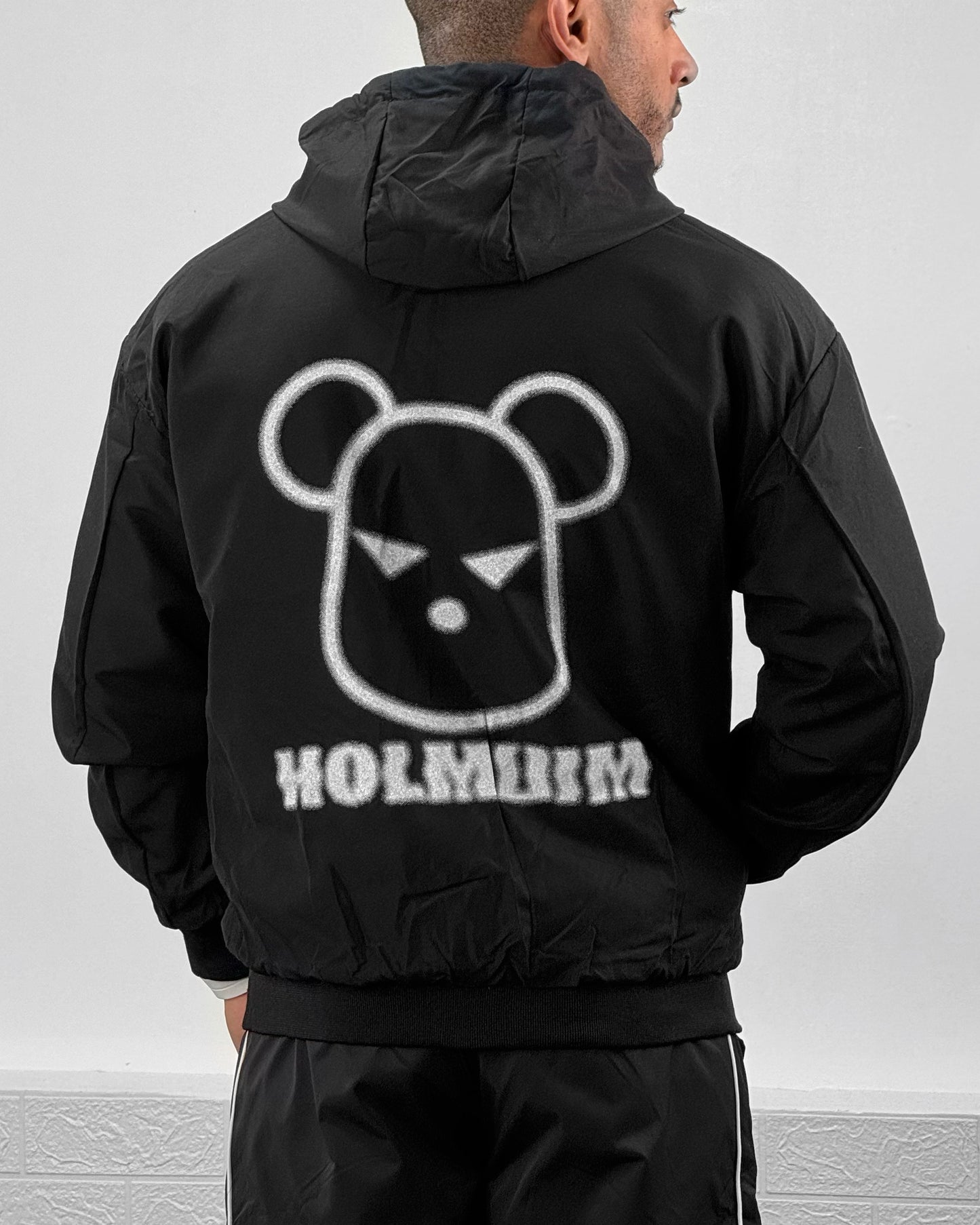 Men Letter Graphic Hooded Double Faced Jacket (white)