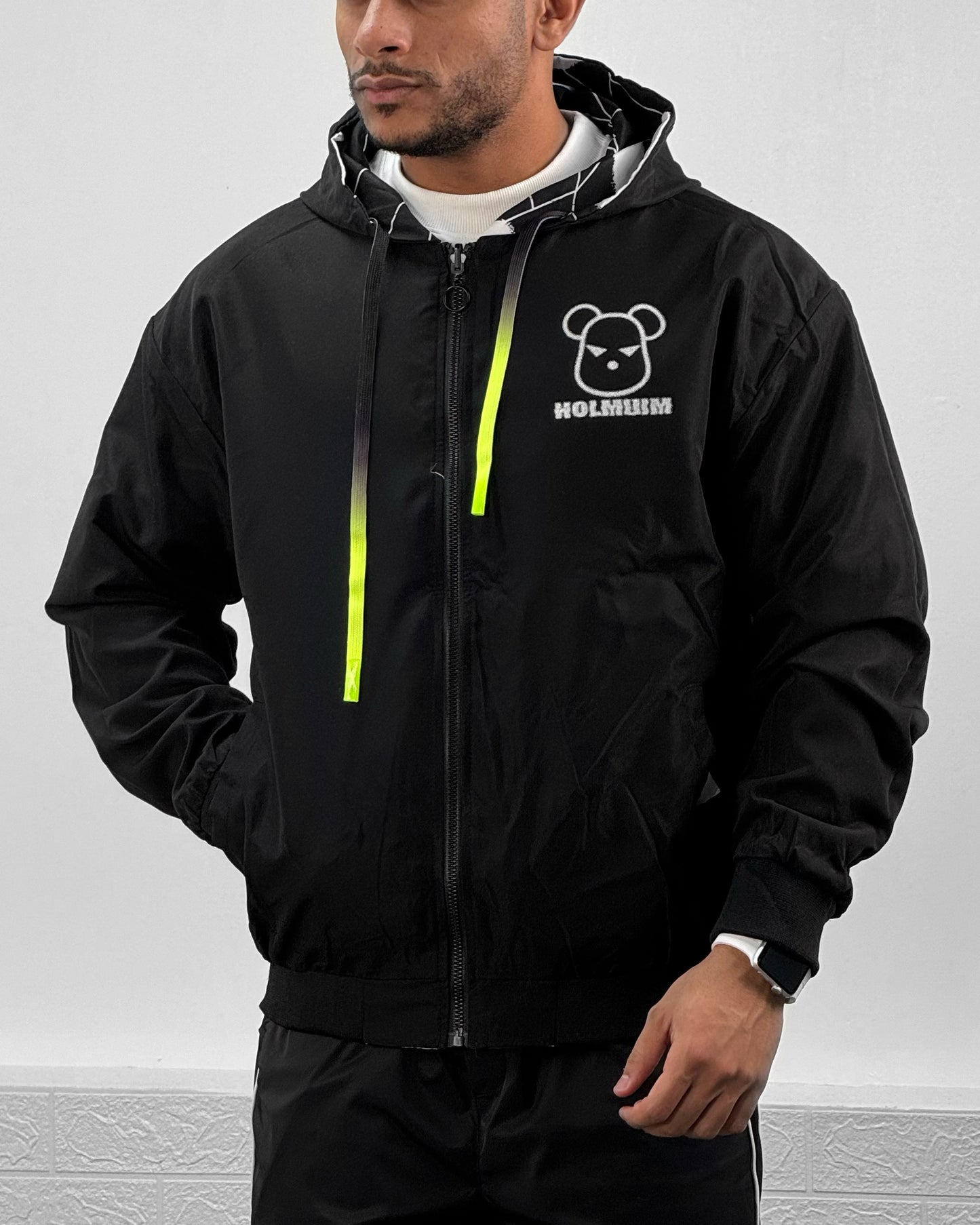 Men Letter Graphic Hooded Double Faced Jacket (white)